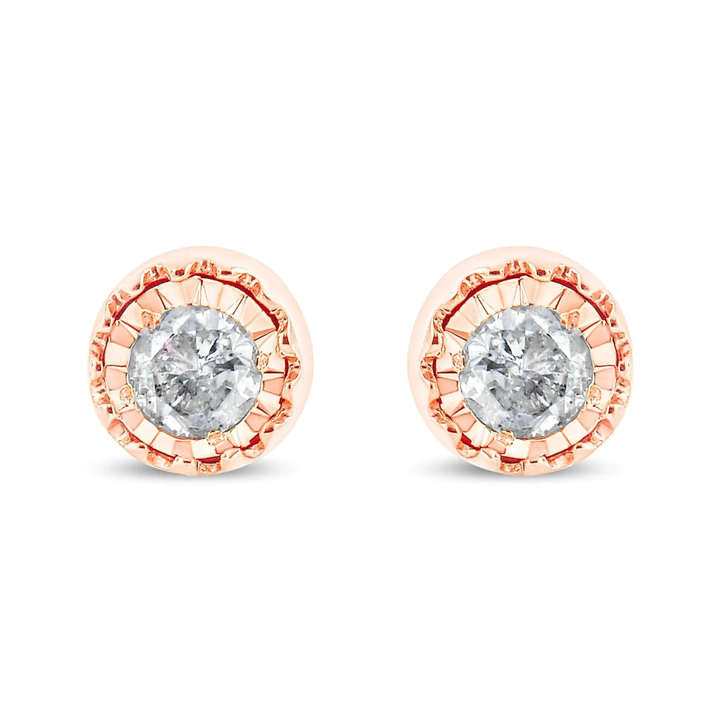 Pendientes de botón con solitario de diamantes de 3/8 quilates en plata de ley 925 Miracle Set (color JK, claridad I3)