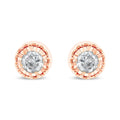 Pendientes de botón con solitario de diamantes de 3/8 quilates en plata de ley 925 Miracle Set (color JK, claridad I3)