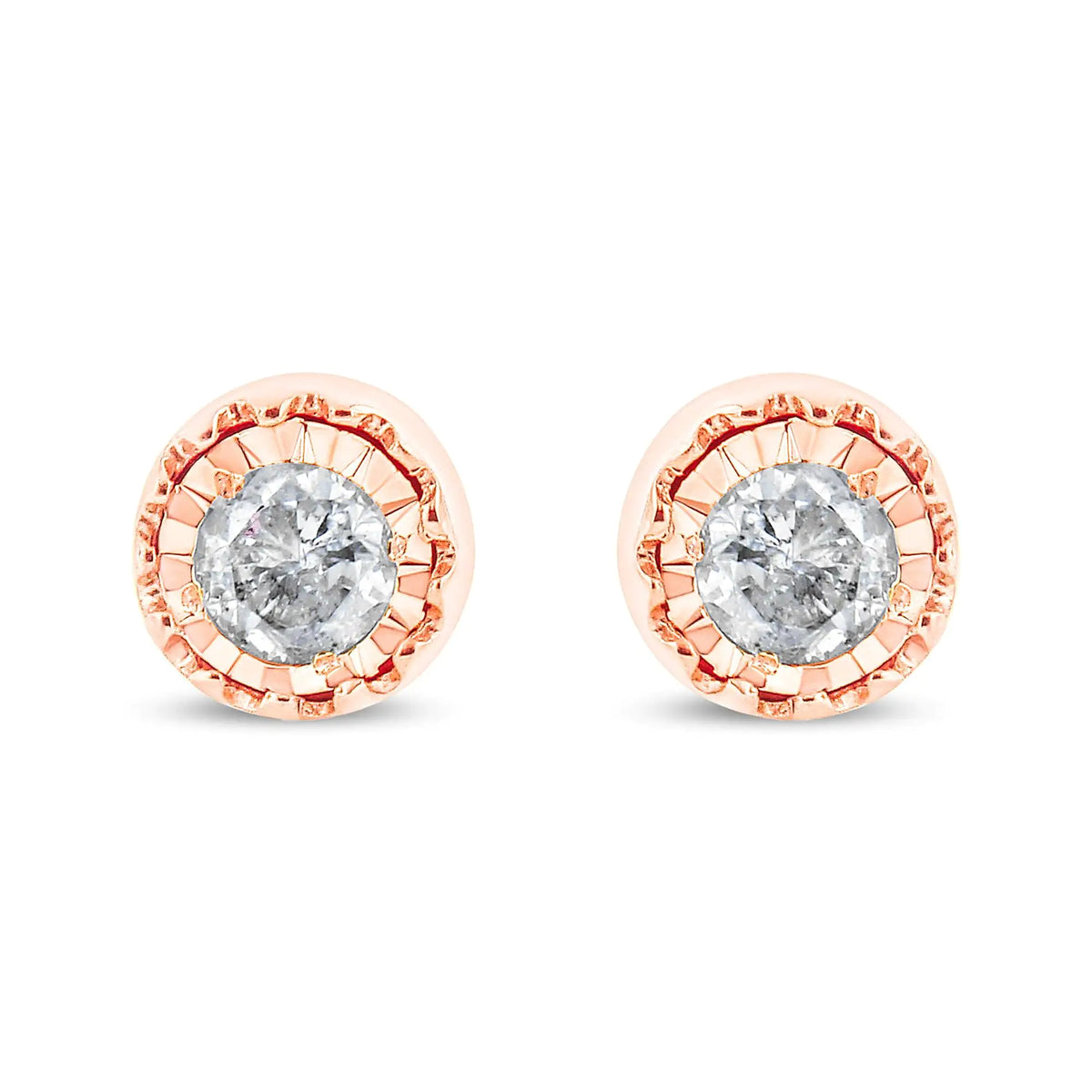 Pendientes de botón con solitario de diamantes de 3/8 quilates en plata de ley 925 Miracle Set (color JK, claridad I3)