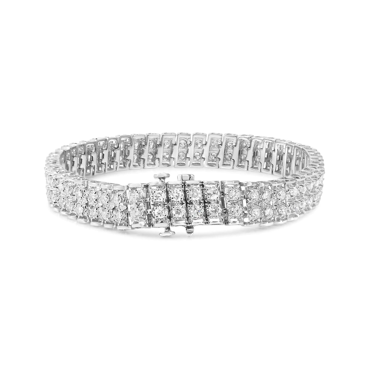 Pulsera de tenis de doble hilera de diamantes de 4,0 ct en plata esterlina 925 (color IJ, claridad I1-I2) - 7,5" pulgadas
