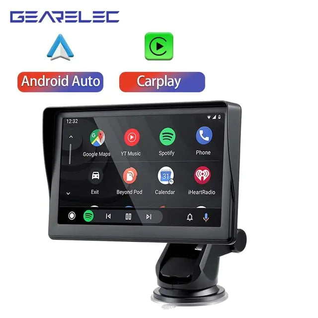 Reproductor multimedia de vídeo y radio universal para coche de 7 pulgadas con Apple CarPlay y Android Auto inalámbricos portátiles