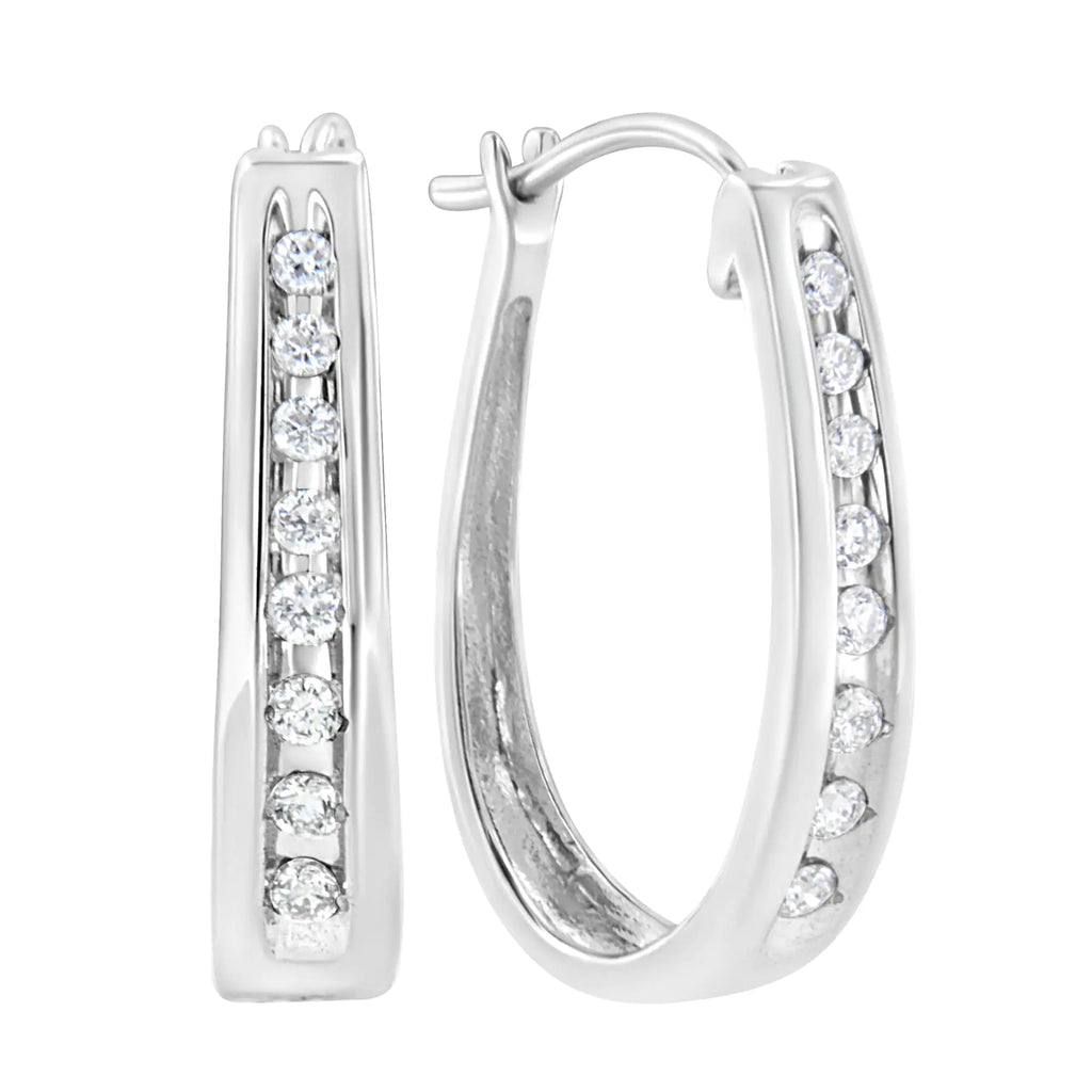 Aros de diamantes cultivados en laboratorio de 1/4 ct en plata esterlina 925 (color FG, claridad VS2-SI1)
