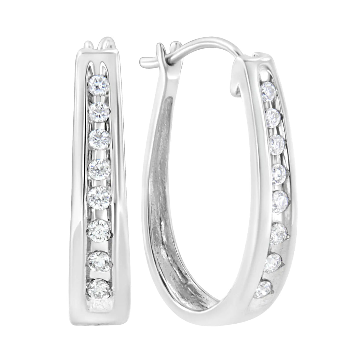 Aros de diamantes cultivados en laboratorio de 1/4 ct en plata esterlina 925 (color FG, claridad VS2-SI1)