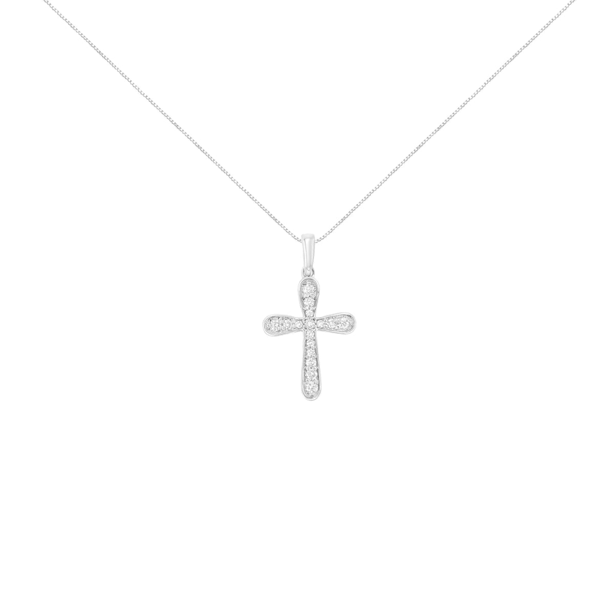 Collar con colgante de cruz de 18" con incrustaciones de diamantes de 1/4 ct en plata esterlina 925 (color IJ, claridad I1-I2)