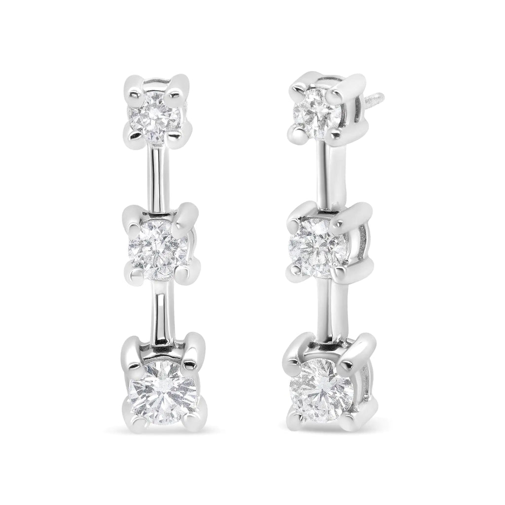 Aros con diamantes ovalados negros tratados con engaste en garras de 2,0 ct en plata esterlina 925 (color negro, claridad I2-I3)