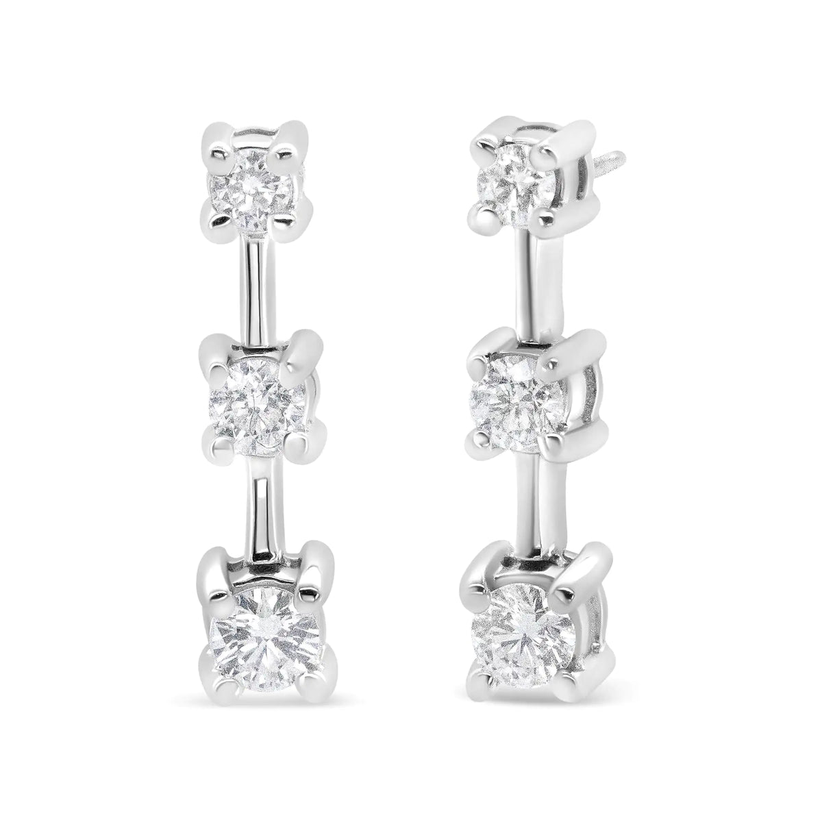 Aros con diamantes ovalados negros tratados con engaste en garras de 2,0 ct en plata esterlina 925 (color negro, claridad I2-I3)