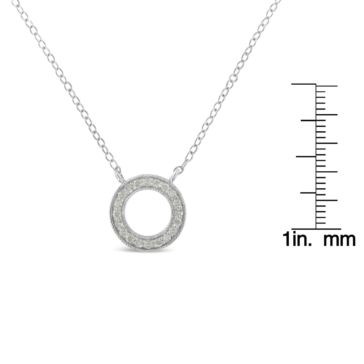 Collar con colgante circular de aro de diamantes de 1/6 ct en plata de ley 925 (IJ, I3-Promo)