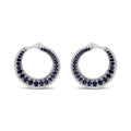 Aros estilo disco de media luna con zafiro azul creado de 2 3/4 ct en plata de ley 925 (calidad AAA)