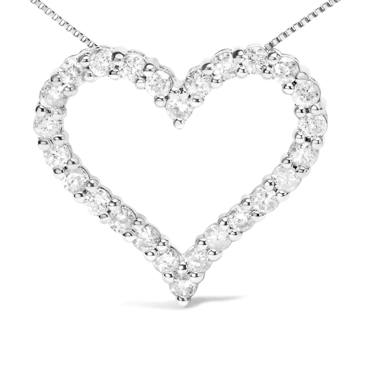 Collar con colgante de corazón abierto de diamantes de 2,0 ct en plata de ley 925 de 18" (color IJ, claridad I2-I3)