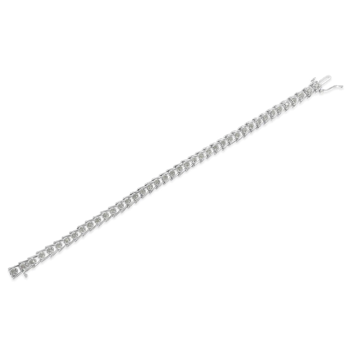 Pulsera de tenis con eslabones en forma de abanico de diamantes de 2,0 ct en plata esterlina 925 (color IJ, claridad I3) - 7"