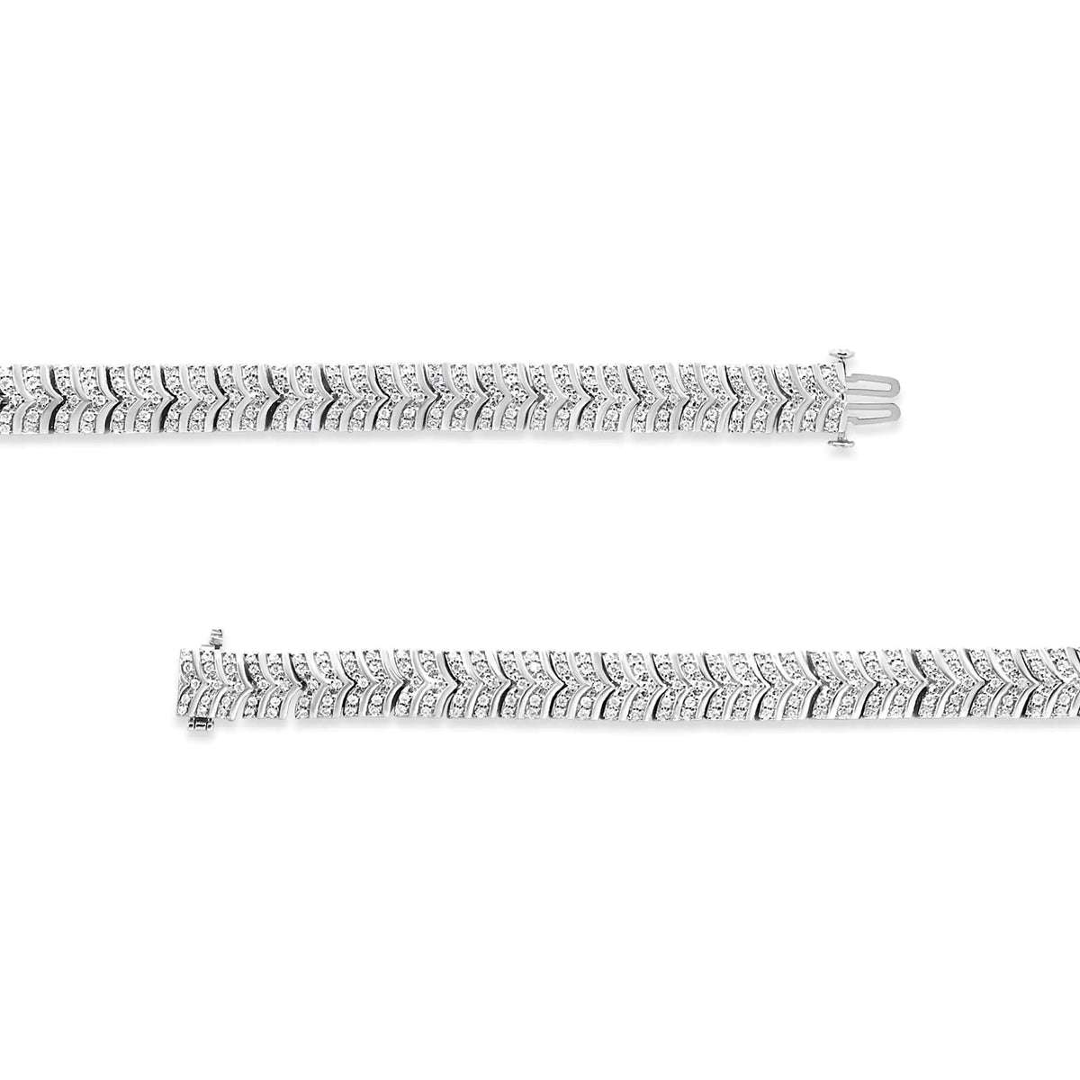 Pulsera de eslabones en forma de chevron con diamantes de 3,00 ct en plata de ley 925 (claridad I2-I3, color IJ) - Tamaño 7,25"