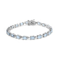 Pulsera de eslabones de topacio azul claro creado en forma ovalada de 11,0 quilates en plata de ley 925 (7 pulgadas)