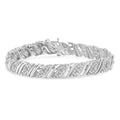 Pulsera de eslabones en forma de S con doble vuelta de diamantes de 2,0 cttw en plata de ley 925 (color IJ, claridad I3) - 7,25"