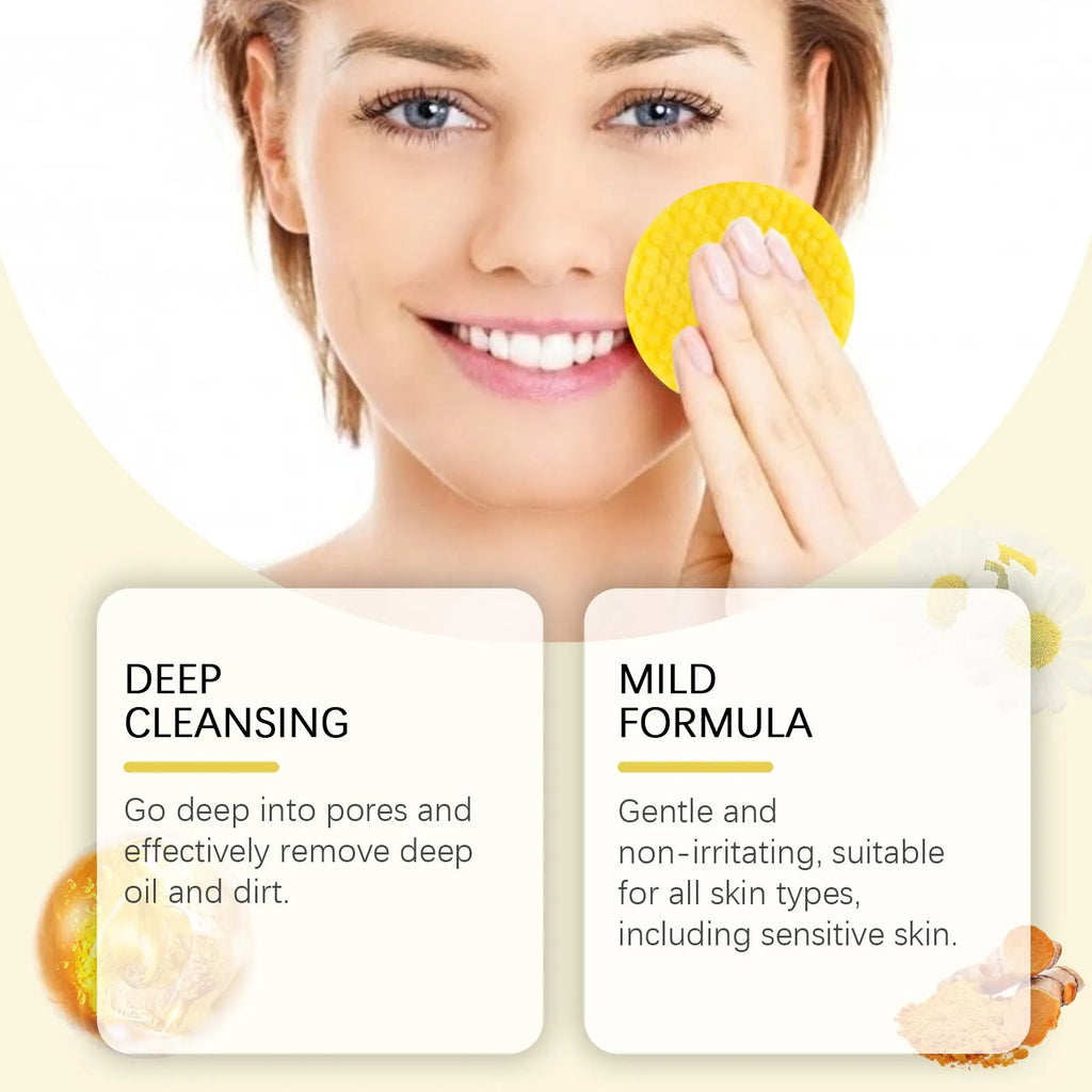 Tampon nettoyant au curcuma HOYGI – Exfoliant et démaquillant