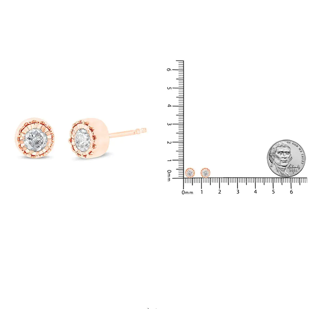 Pendientes de botón con solitario de diamantes de 3/8 quilates en plata de ley 925 Miracle Set (color JK, claridad I3)