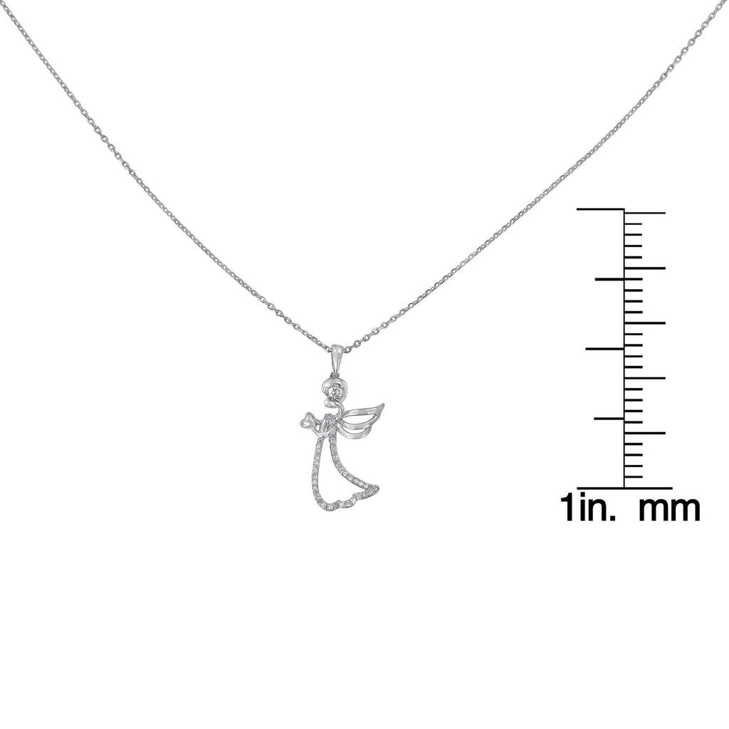 Collar con colgante de ángel de diamantes de 1/5 ct en plata de ley 925 (HI, I1-I2)