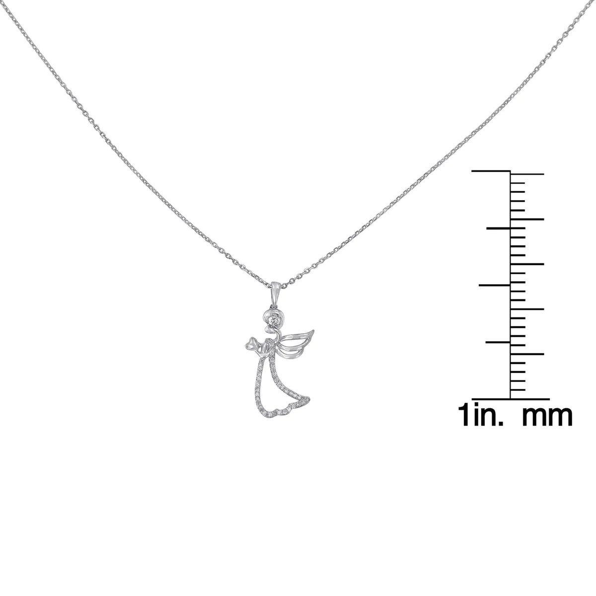 Collar con colgante de ángel de diamantes de 1/5 ct en plata de ley 925 (HI, I1-I2)
