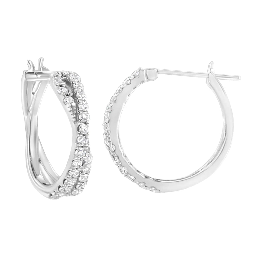 Aro con cruz de diamantes cultivados en laboratorio de 3/4 ct en plata esterlina 925 (color FG, claridad VS2-SI1)