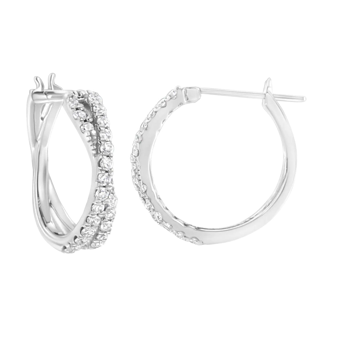 Aro con cruz de diamantes cultivados en laboratorio de 3/4 ct en plata esterlina 925 (color FG, claridad VS2-SI1)