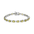 Pulsera de eslabones de peridoto verde creado en forma ovalada de 10,0 quilates en plata de ley 925 (7 pulgadas)