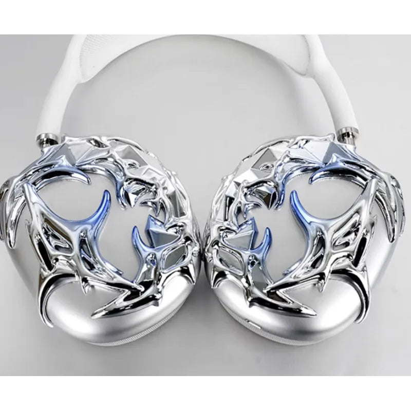Funda para auriculares con líquido plateado