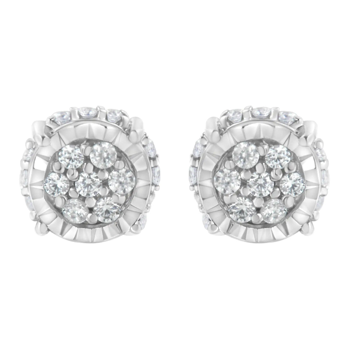 .925 Sterling Silver 1/3 cttw Round-cut Diamond Floral Stud Earring (I-J Clarity, I3 Color)