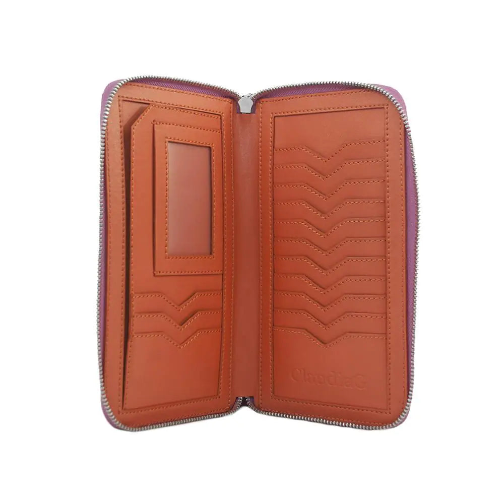 Cartera de piel Lotus - Sandía/Naranja