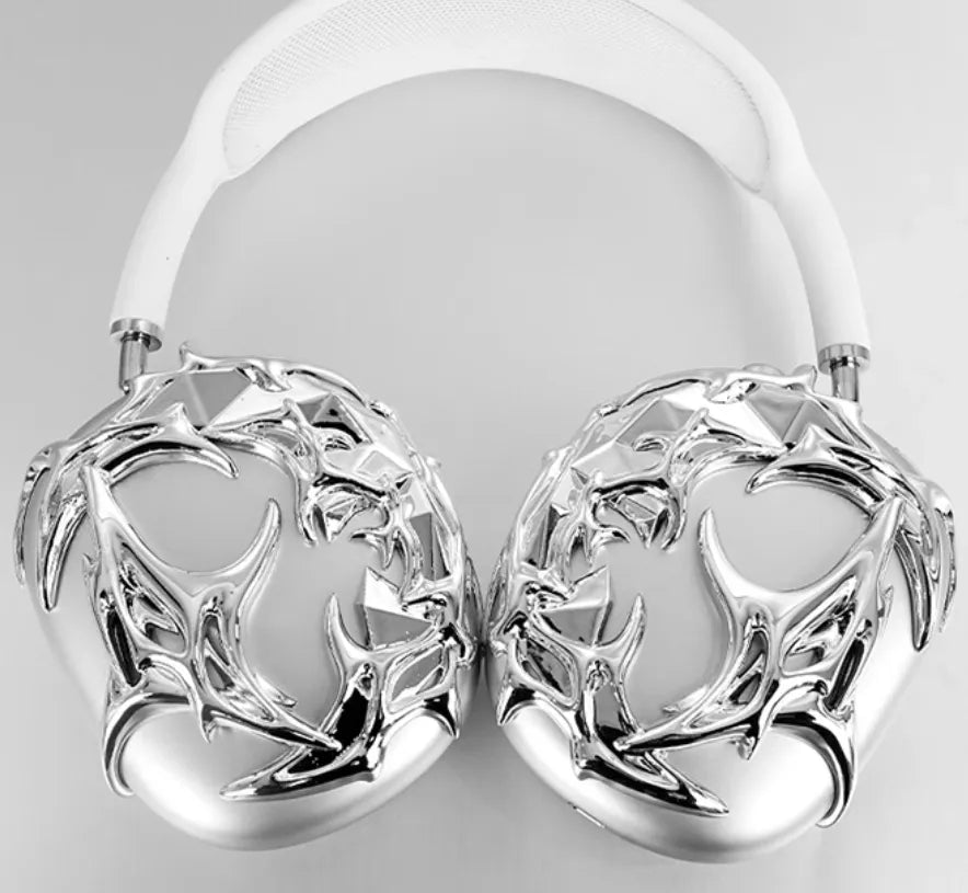 Funda para auriculares con líquido plateado