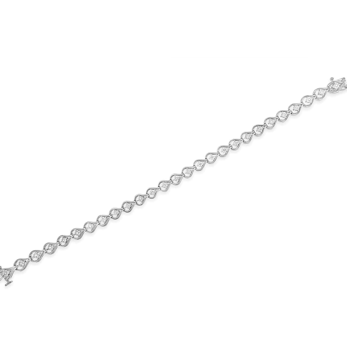 Pulsera de eslabones de 7" en forma de lágrima con diamantes de 1/4 ct engastados en forma de milagro en plata de ley 925 (color IJ, claridad I3)
