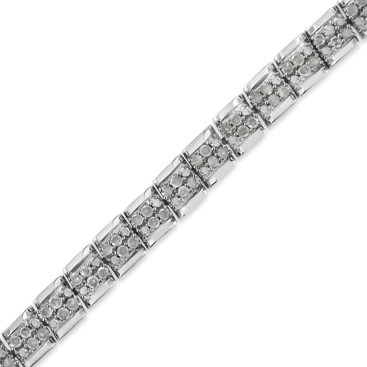 Pulsera de eslabones redondos de 7" con placa Miracle de diamantes de 2,0 ct en plata esterlina 925 (color IJ, claridad I2-I3)