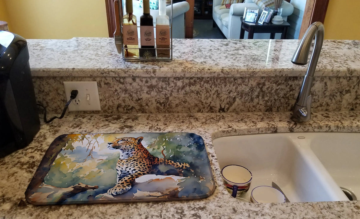 Esterilla para secar platos con estampado de leopardo