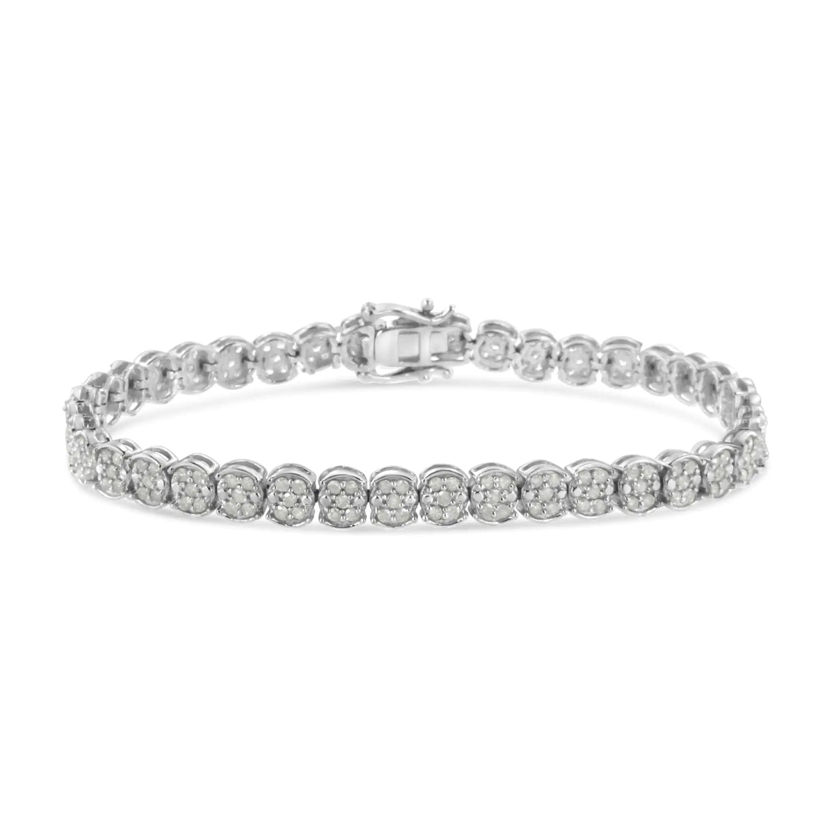 Pulsera de eslabones de diamantes de 2,0 ct en plata de ley 925 (color IJ, claridad I2-I3) - Tamaño 7,25"