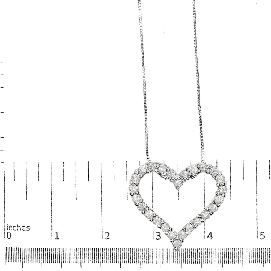 Collar con colgante de corazón abierto de diamantes de 2,0 ct en plata de ley 925 de 18" (color IJ, claridad I2-I3)