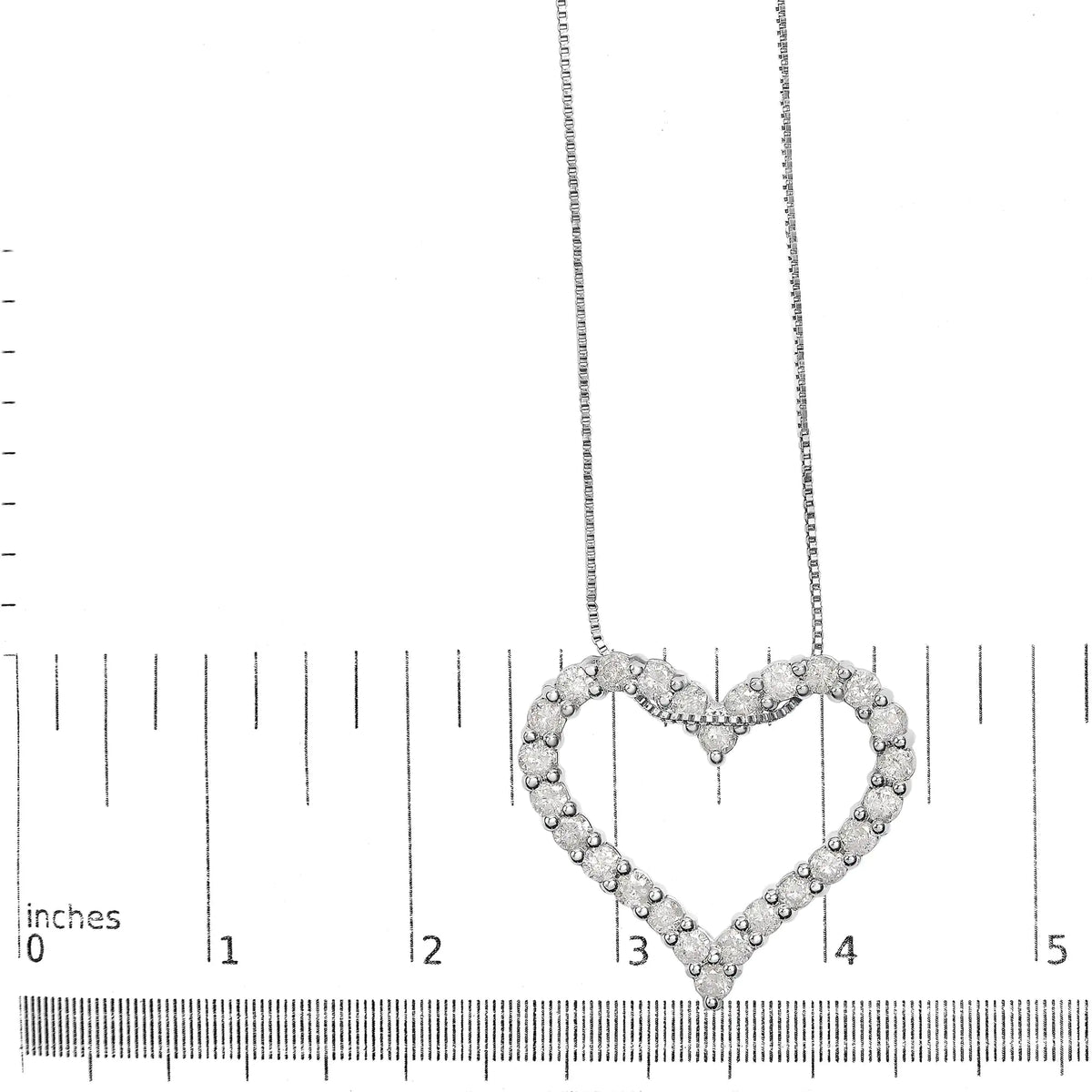 Collar con colgante de corazón abierto de diamantes de 2,0 ct en plata de ley 925 de 18" (color IJ, claridad I2-I3)