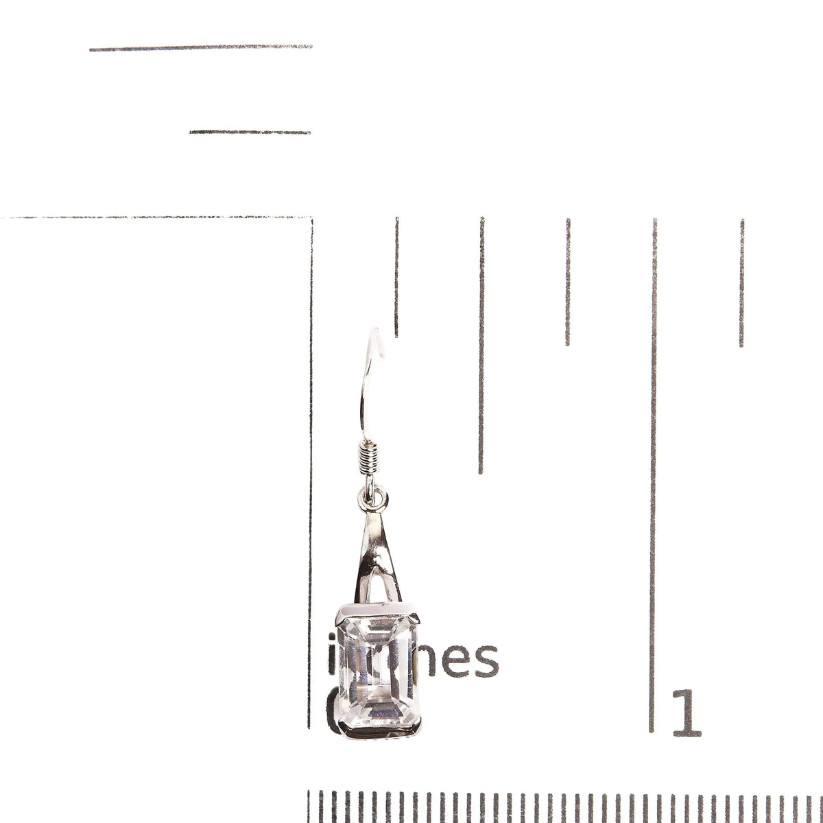 Pendiente colgante solitario de topacio blanco de talla esmeralda de 3,0 ct en plata de ley 925 (calidad AAA)