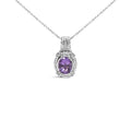 Collier pendentif tendance en argent sterling 925 avec améthyste violette ovale de 9 x 7 mm et accent de diamant rond de 45,7 cm (couleur IJ, clarté I1-I2)