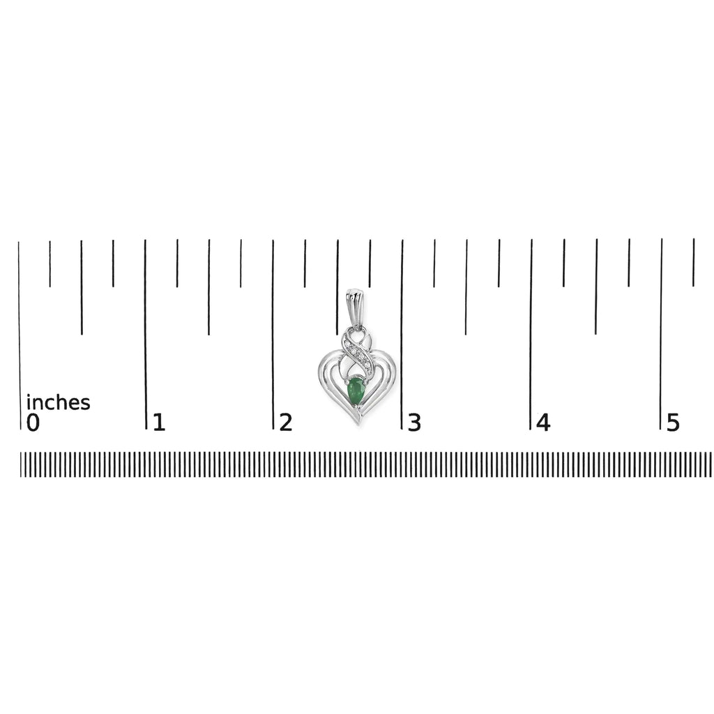 Boucles d'oreilles pendantes en forme de cœur avec émeraude en forme de poire de 5 x 3 mm en argent sterling 925 et accents de diamants (couleur HI, clarté SI1-SI2)