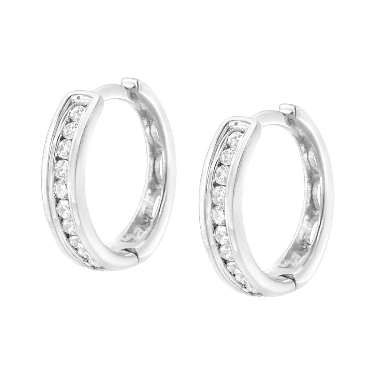 Aros tipo aro con diamantes cultivados en laboratorio de 1/4 ct en plata esterlina 925 (color FG, claridad VS2-SI1)