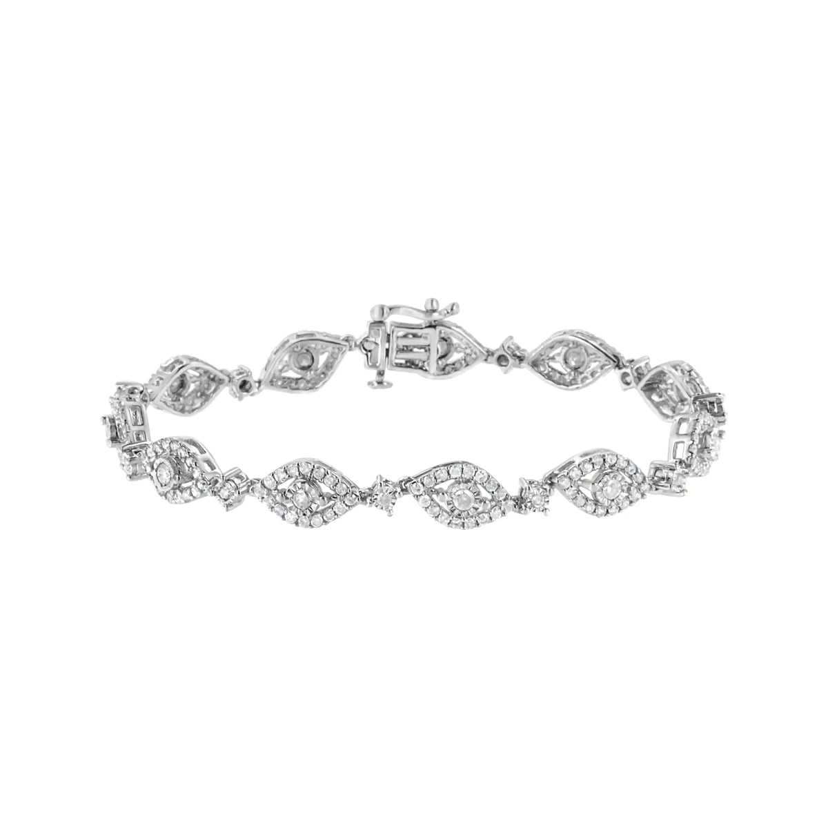 Pulsera de eslabones en bisel y en forma de pera con diamantes de 2 1/2 quilates en plata de ley 925 (color IJ, claridad I2-I3) - 7,5"