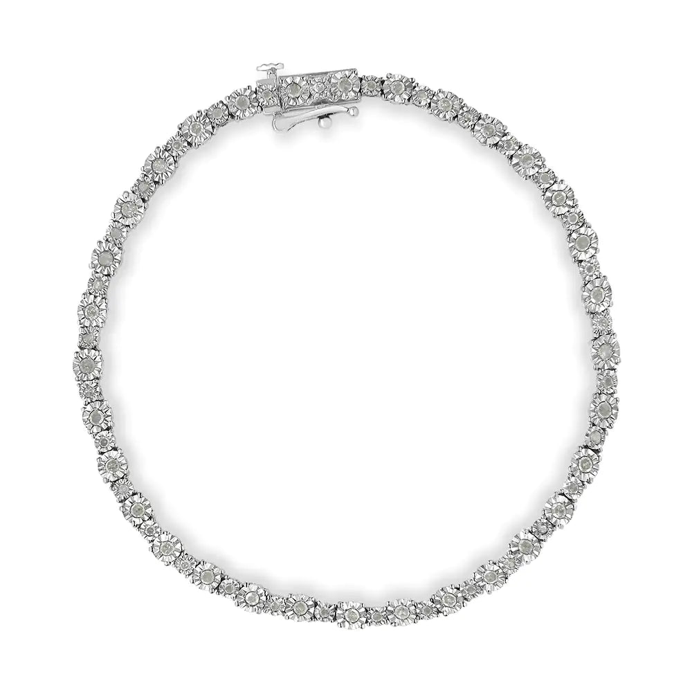 Bracelet à maillons sertis de diamants ronds Miracle-Set en argent sterling 925 de 1,00 ct (couleur IJ, pureté I3-Promo) - 7,25 po