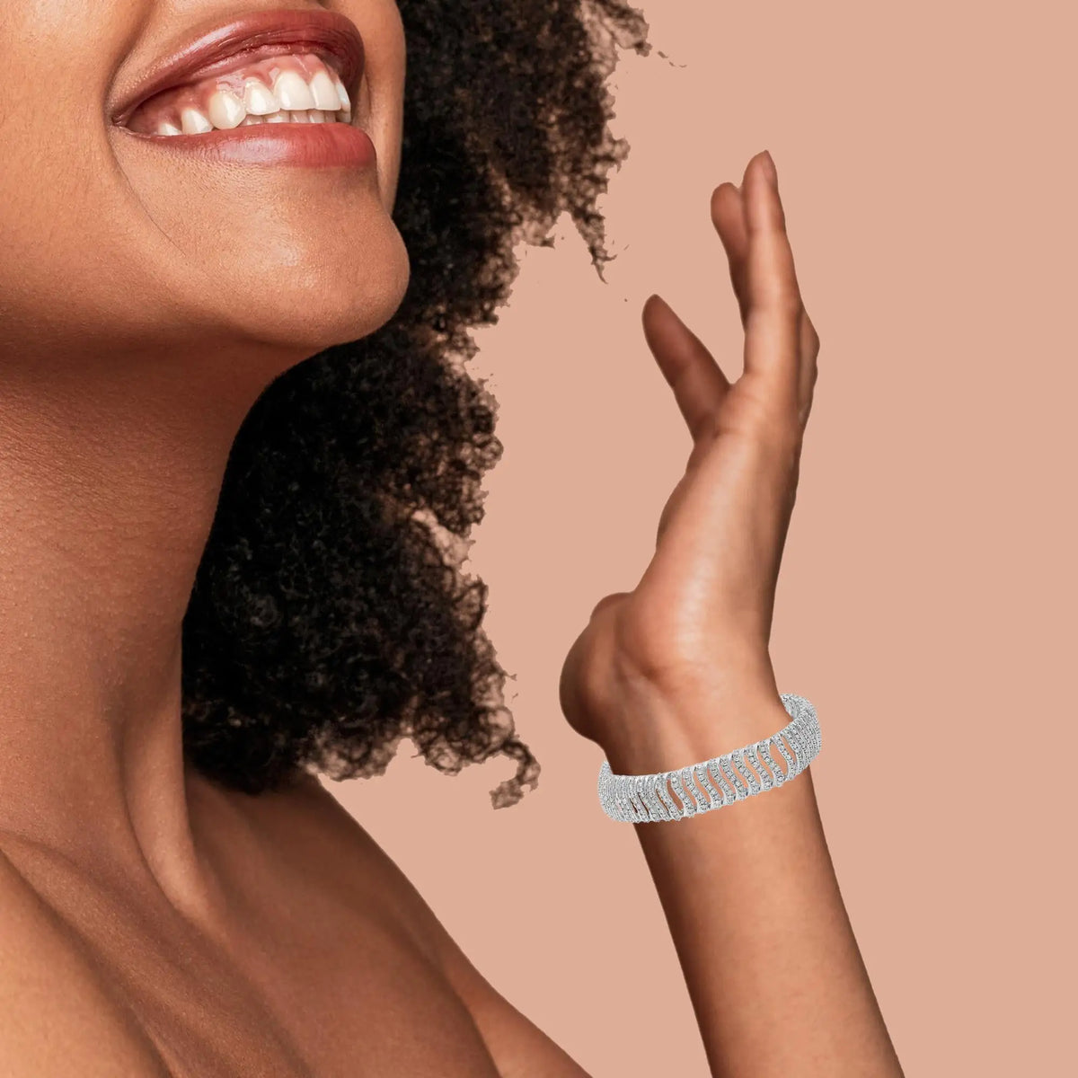 Bracelet à maillons en forme de « S » en argent sterling 925 avec diamants taille ronde de 5,00 ct (couleur IJ, pureté I3) - Taille 7,25