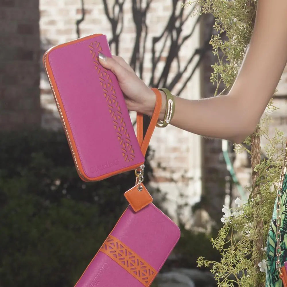 Cartera de piel Lotus - Sandía/Naranja