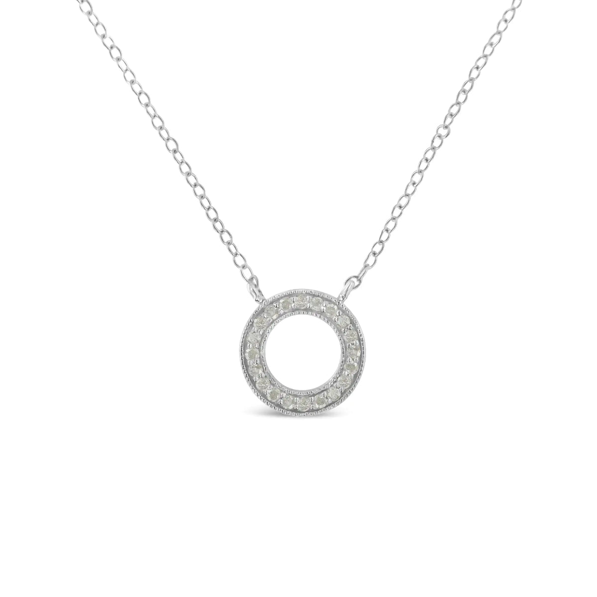Collar con colgante circular de aro de diamantes de 1/6 ct en plata de ley 925 (IJ, I3-Promo)