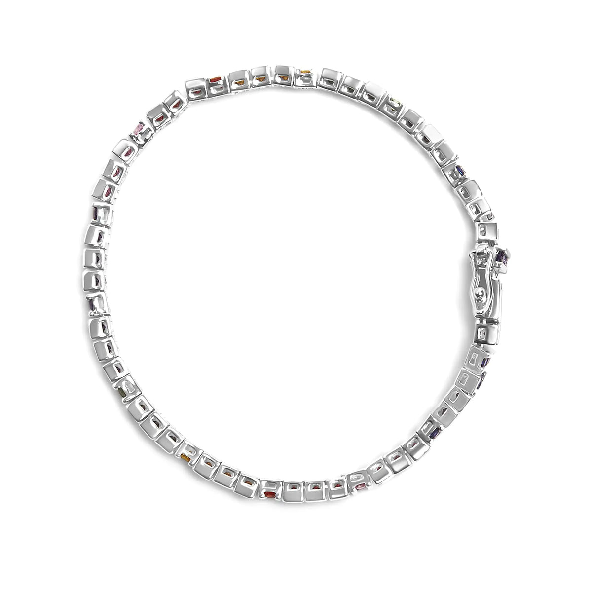 Pulsera de tenis con eslabones de piedras preciosas de corte princesa multicolor de 12,0 quilates en plata de ley 925 (calidad AAA) - 7,25 pulgadas