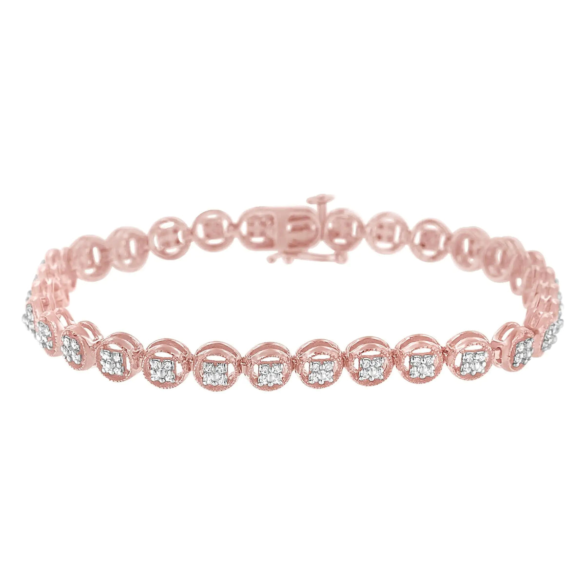 Pulsera de tenis con eslabones en forma de rueda de 7" y diamantes de 1/4 ct en plata esterlina 925 (color IJ, claridad I2-I3)