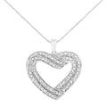 Collar con colgante de corazón de 18" con diamantes de talla redonda engastados en garras de 1/2 ctw en plata esterlina 925 (color IJ, claridad I2-I3)