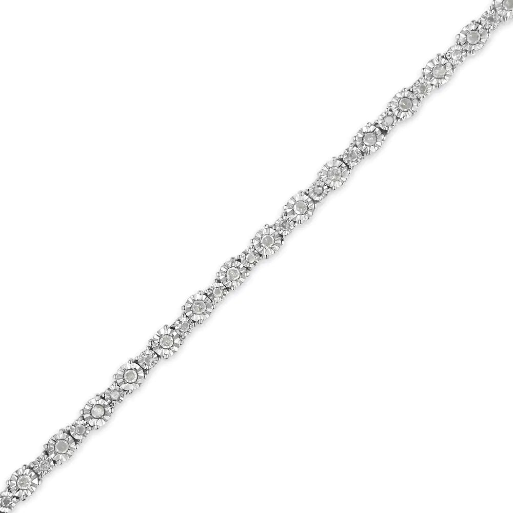 Bracelet à maillons sertis de diamants ronds Miracle-Set en argent sterling 925 de 1,00 ct (couleur IJ, pureté I3-Promo) - 7,25 po