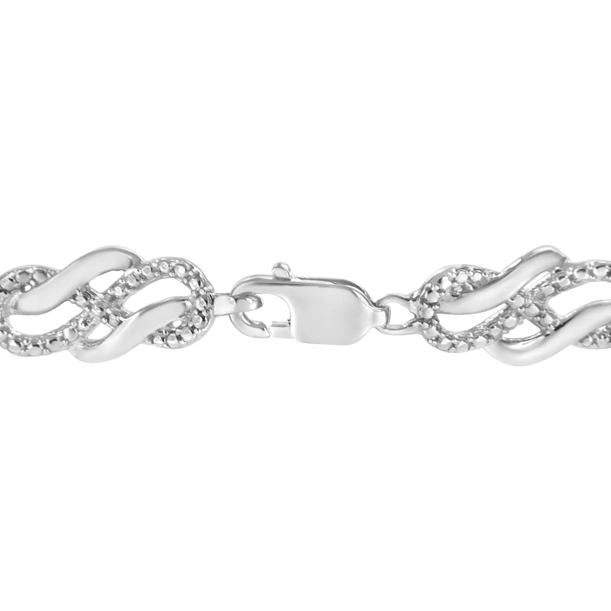 Pulsera de eslabones entrelazados con detalles de diamantes engastados en garras de plata esterlina 925 de 7,25" (color IJ, claridad I3)