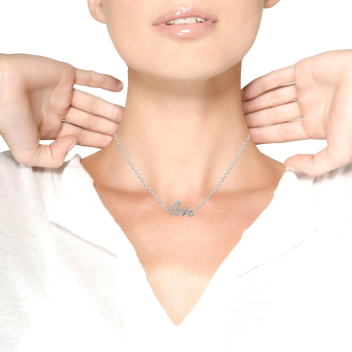 Collar con colgante de 18" con diamantes redondos de 1/5 ct en plata de ley 925 (color IJ, claridad I2-I3)