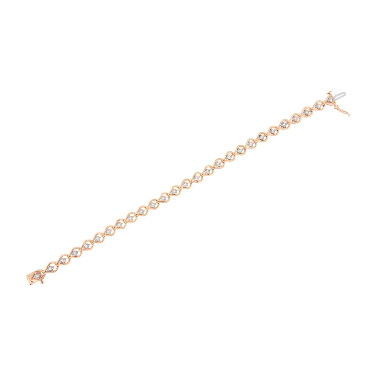 Pulsera de eslabones de 7" en forma de lágrima con diamantes de 1/4 ct engastados en forma de milagro en plata de ley 925 (color IJ, claridad I3)